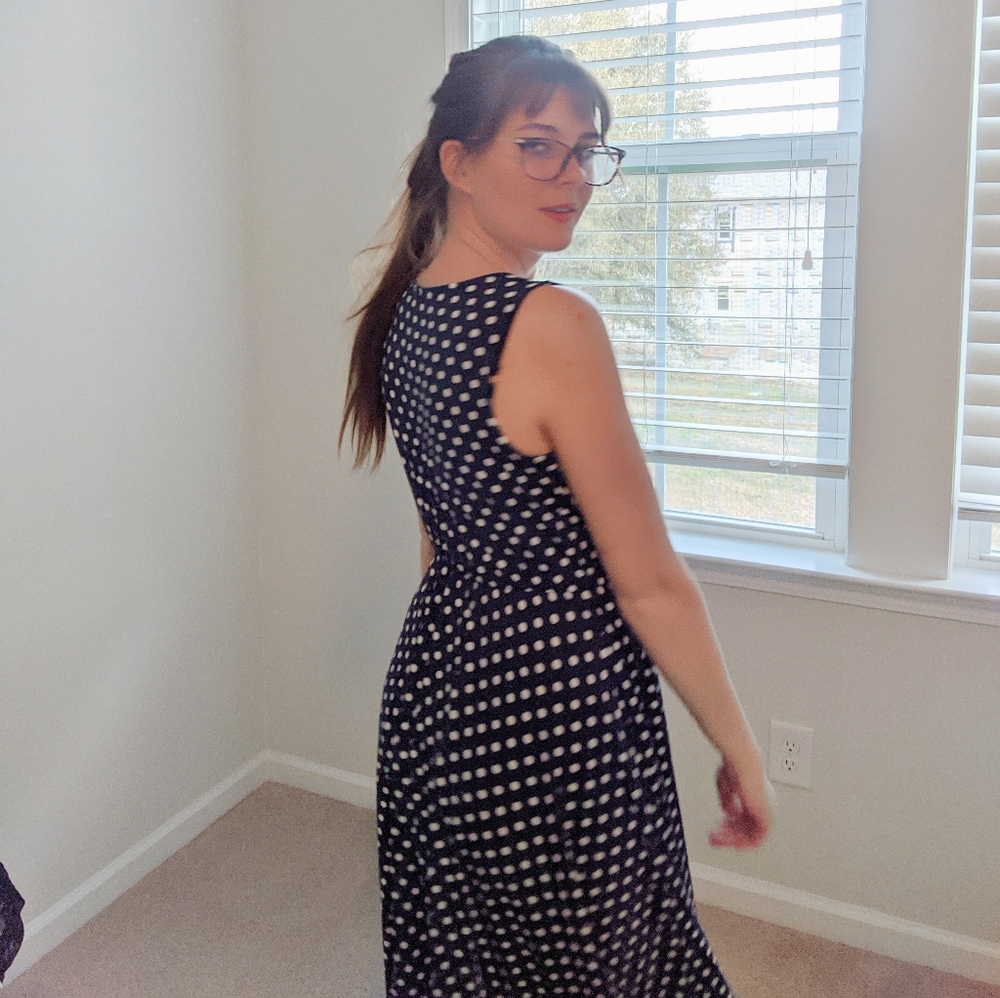 New York Collection Polkadot stretch dress - Picture 3 of 6